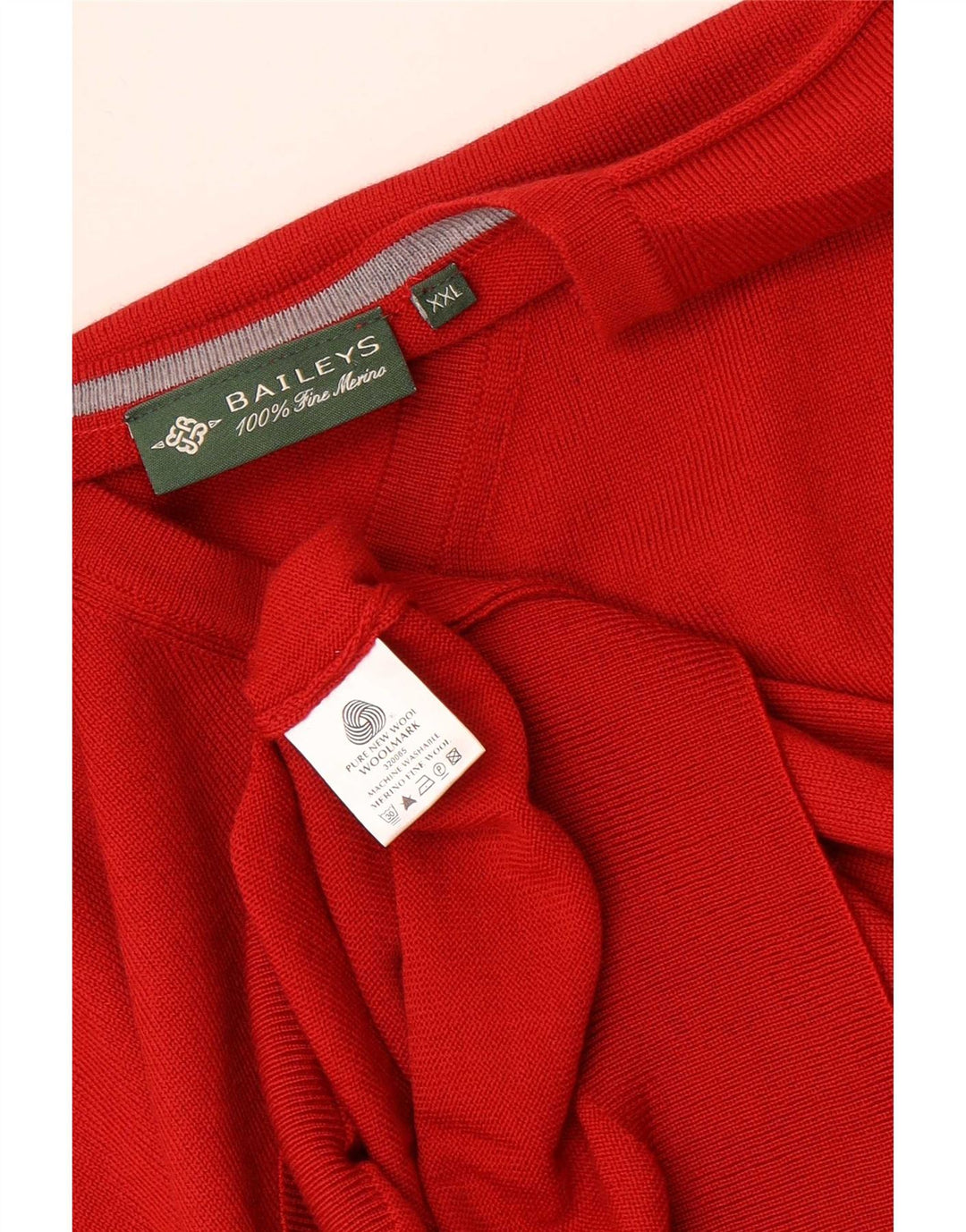 Pulover pentru bărbați Baileys cu decolteu în V, 2XL, roșu, lână nouă