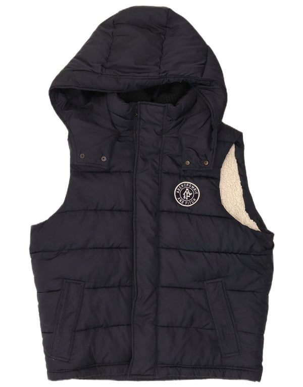 Gilet căptușit cu glugă Abercrombie & Fitch pentru bărbați UK 42 XL bleumarin poliester