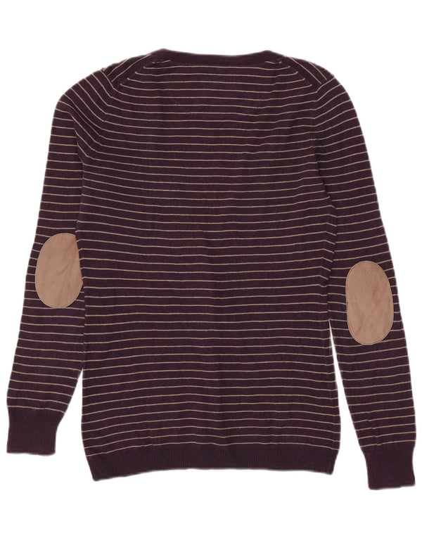 Pulover cardigan Massimo Dutti pentru femei UK 12, bumbac cu dungi violet mediu