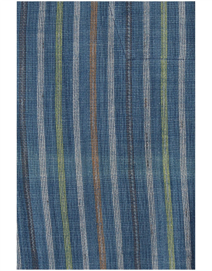 VINTAGE Cămașă cu mânecă scurtă pentru bărbați, cu mânecă scurtă, cu dungi albastre medii