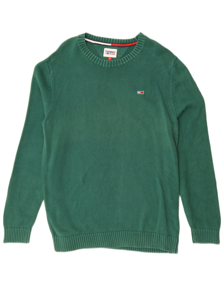 Pulover pentru bărbați TOMMY HILFIGER Pulover cu gât roșu din bumbac verde mediu