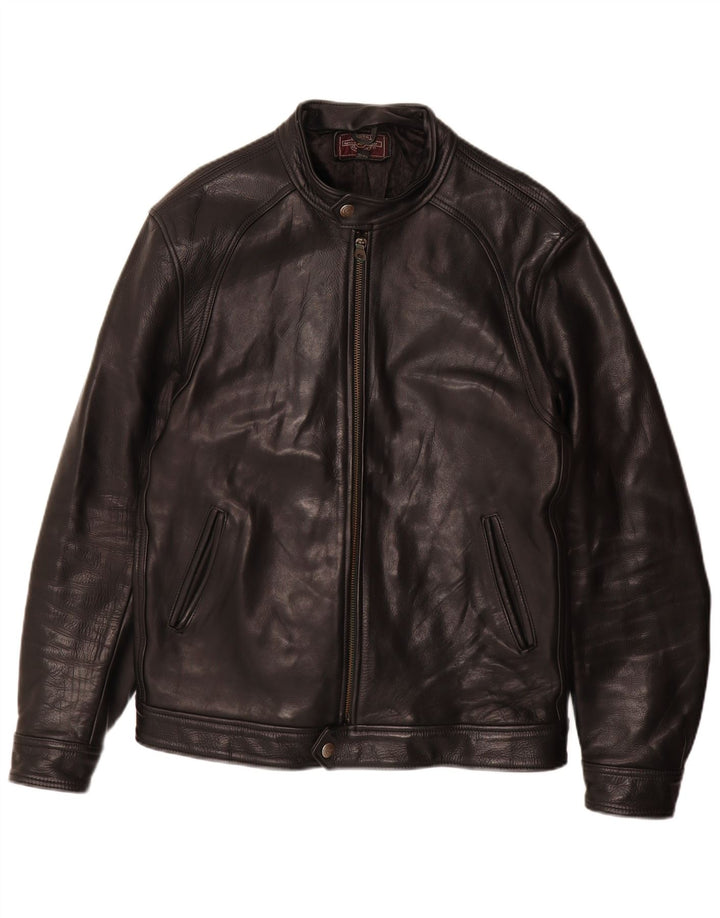 Bomber din piele vintage pentru bărbați UK 38 Medium Black Leather