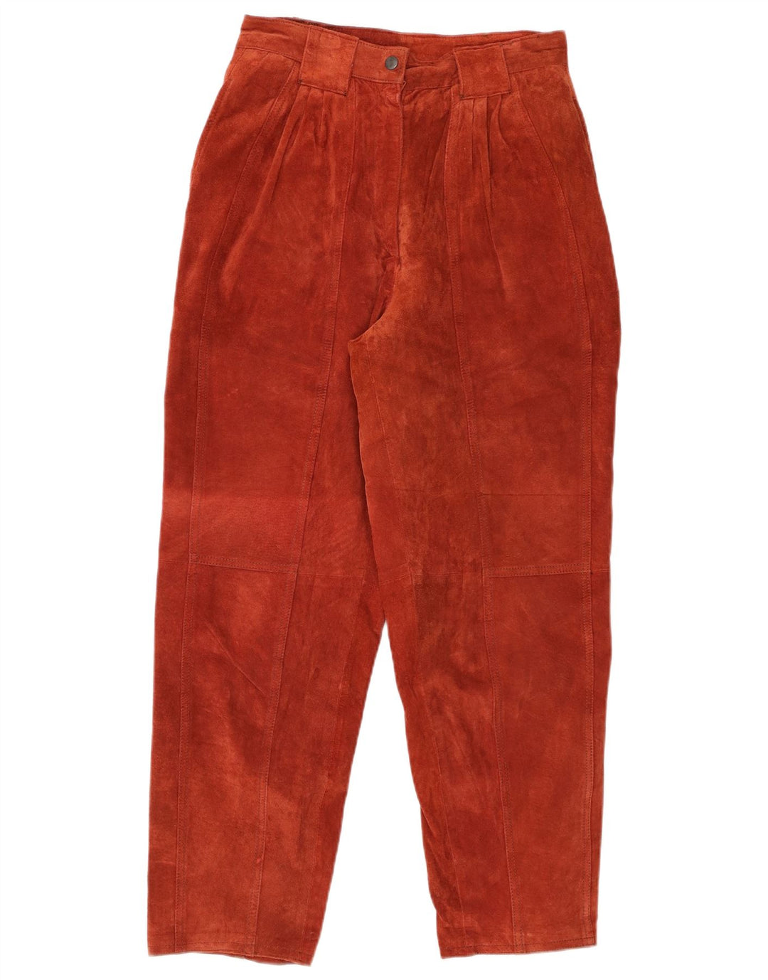 VINTAGE Pantaloni de piele intoarsa pentru femei cu talie inalta EU 4 Medium W26 L28 Burgundy