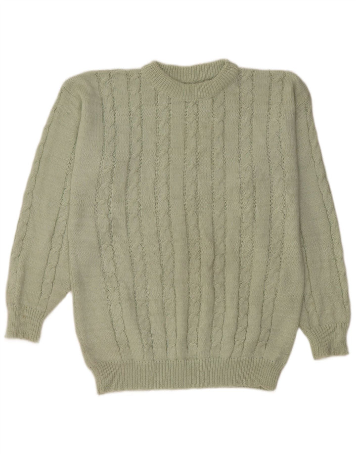 Pulover vintage pentru bărbați cu gâtul turnat verde mediu