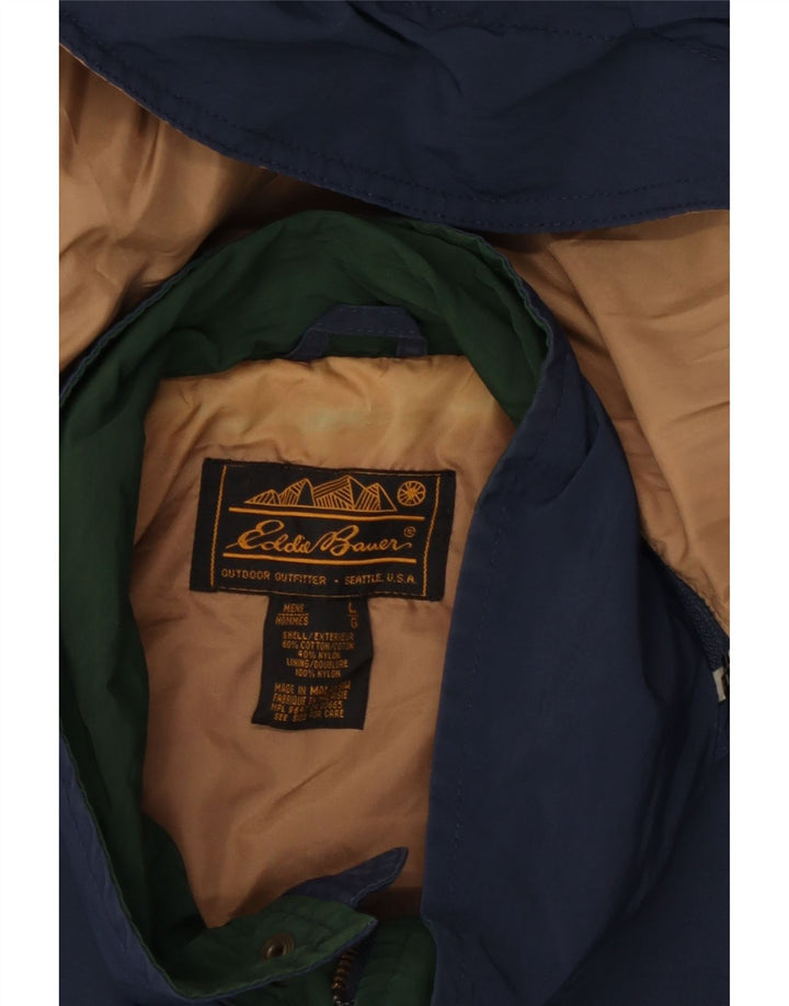 Blancă de vânt cu glugă pentru bărbați Eddie Bauer UK 40 mare bumbac bleumarin