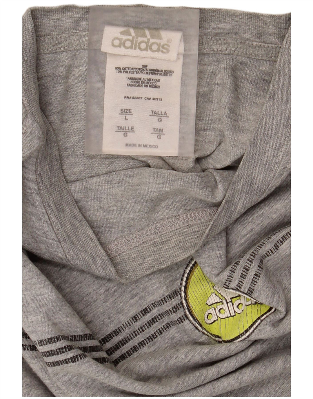 Top grafic pentru bărbați Adidas cu mânecă lungă, mare, gri bumbac