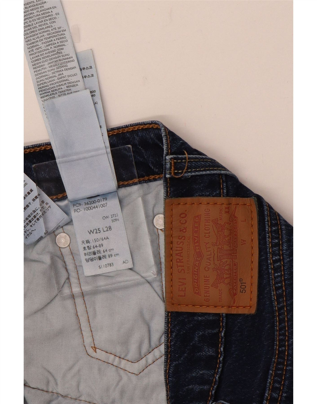 Blugi drepti 501 pentru femei Levi's W25 L28 bumbac bleumarin