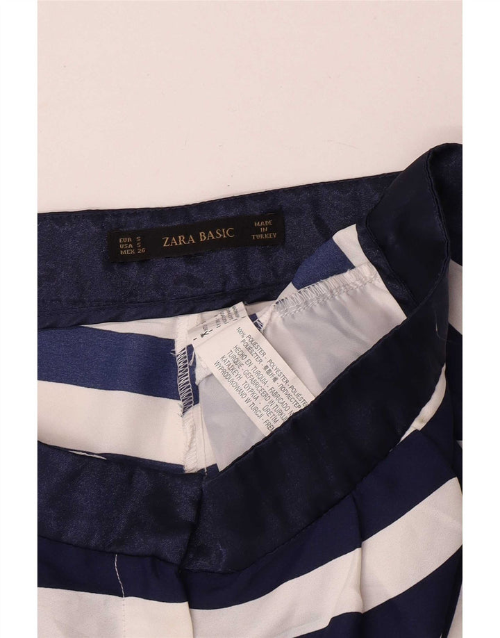 Pantaloni scurti chino pentru femei Zara mici W26 bleumarin cu dungi Poliester