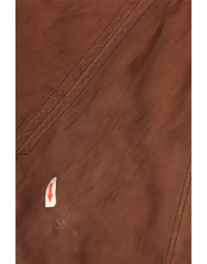 Jachetă din piele robustă pentru bărbați Henry Cottons IT 50 din piele maro mare