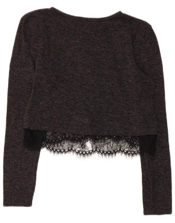 Crop Top pentru femei Zara cu mânecă lungă UK 12, gri mediu