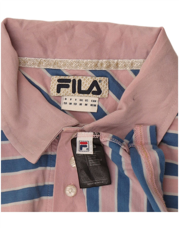 Tricou polo FILA pentru bărbați, bumbac cu dungi roz mediu