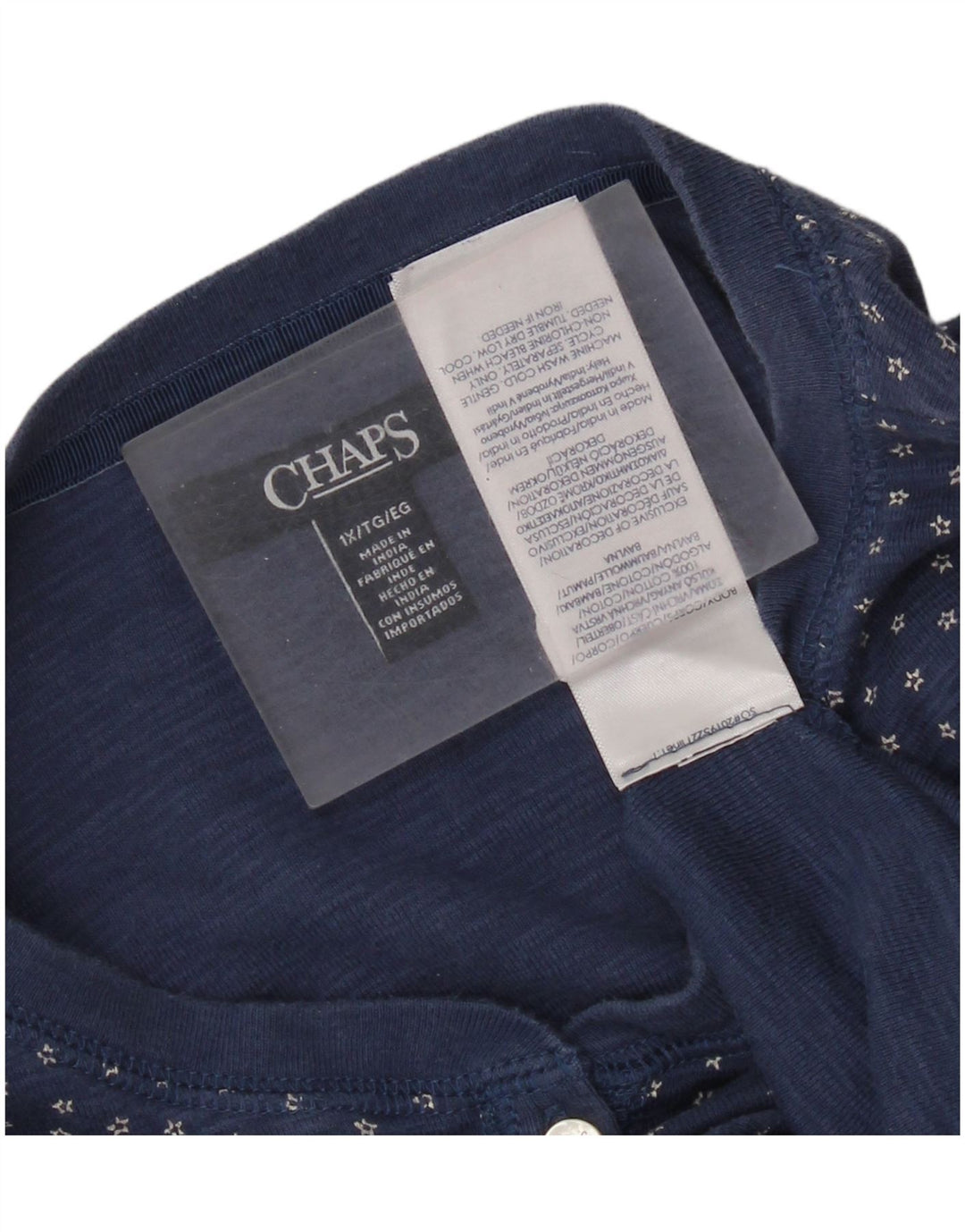 Top pentru femei Chaps cu mâneci 3/4 UK 18 XL, bleumarin, bumbac cu pete