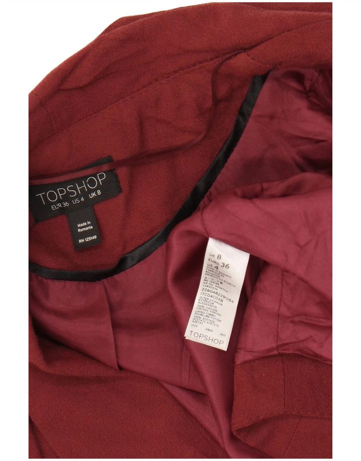 Jachetă Topshop pentru femei Crop Open Blazer UK 8 Small Maroon Viscose