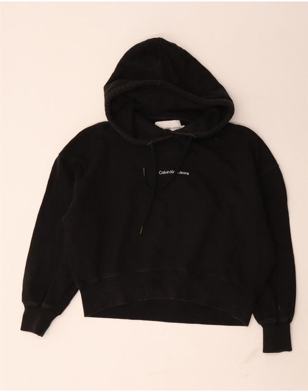 Calvin Klein Jeans Pulover supradimensionat cu glugă pentru femei UK 10 Small Black