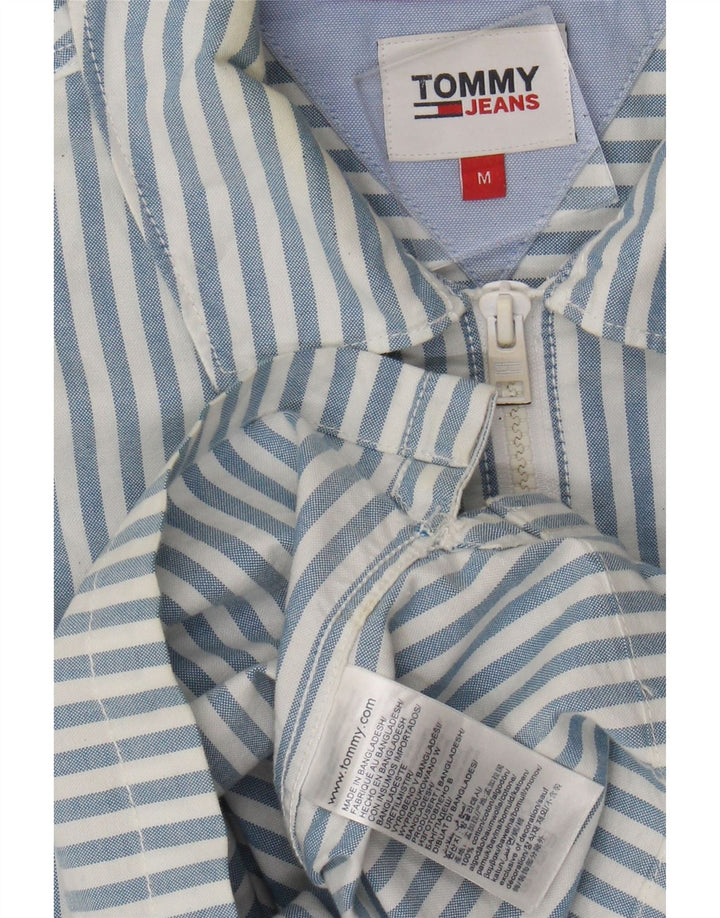 Cămașă pulover cu mânecă scurtă pentru bărbați Tommy Hilfiger, bumbac cu dungi albastre medii