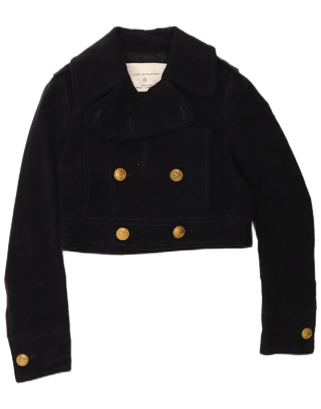 Jachetă Bomber Crop pentru femei Zara UK 6 XS Bumbac bleumarin