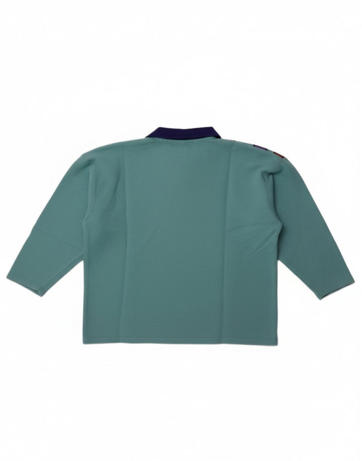 Pulover vintage pentru femei, supradimensionat, cu mâneci 3/4, UK 14, albastru mediu