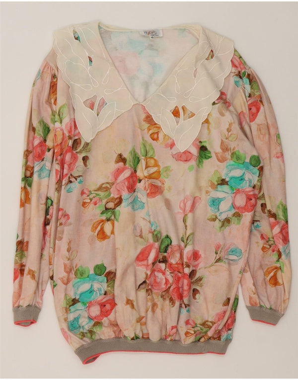 Bluză supradimensionată Vintage pentru femei IT 48 XL bumbac floral multicolor