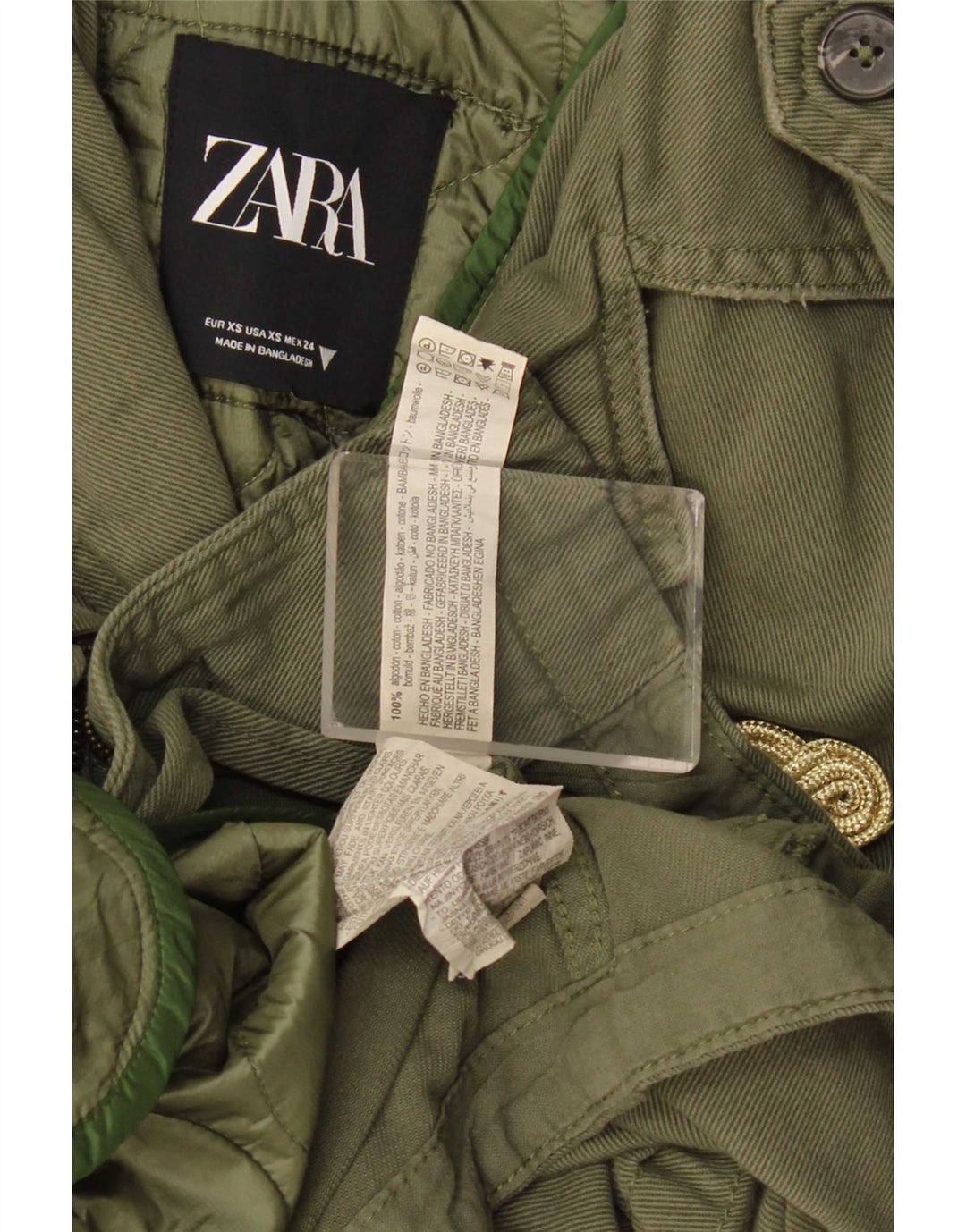 Jachetă militară supradimensionată pentru femei Zara UK 6 XS bumbac kaki