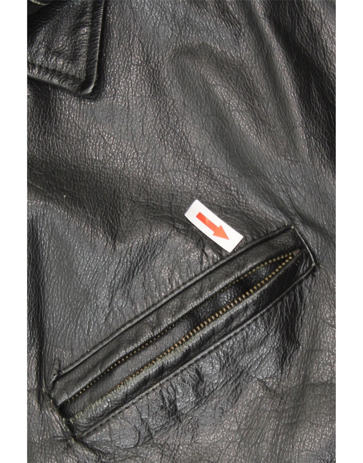 Geacă din piele vintage pentru bărbați IT 54 2XL din piele neagră