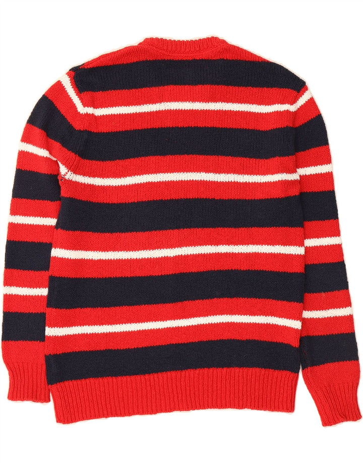JACK WILLS Mens Crew Neck Jumper Sweater Small Red Striped Cotton Vintage Jack Wills and Second-Hand Jack Wills from Messina Hembry 