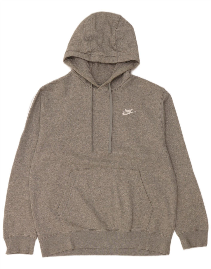 Pulover Nike pentru bărbați cu capota cu grafică, din bumbac cu pete, gri mediu