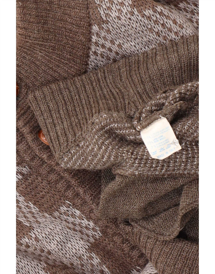 Cardigan Vintage pentru bărbați, maro mediu, acrilic
