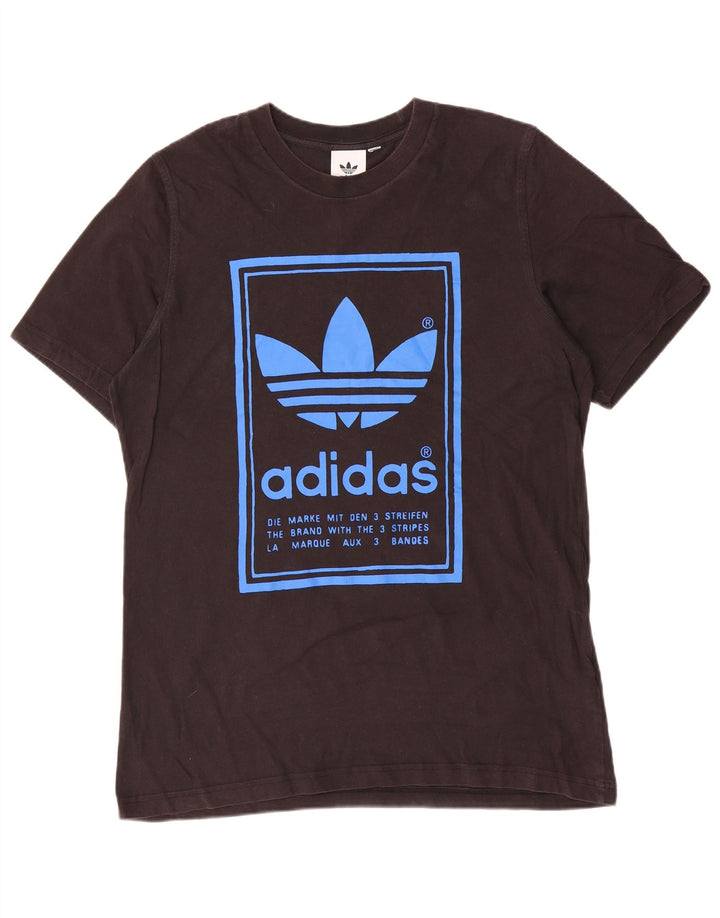 Tricou cu grafic trei dungi Adidas pentru bărbați Top mediu din bumbac negru