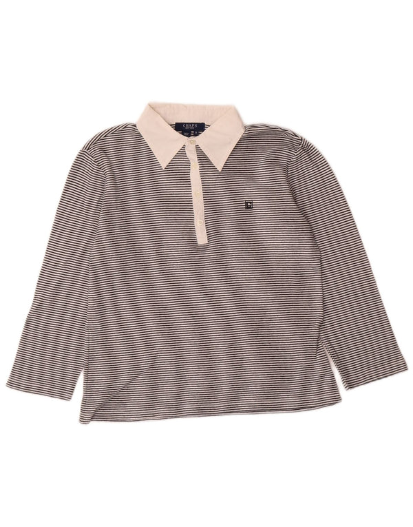 Cămașă polo pentru femei Chaps cu mâneci 3/4 UK 10 Bumbac cu dungi negre mici