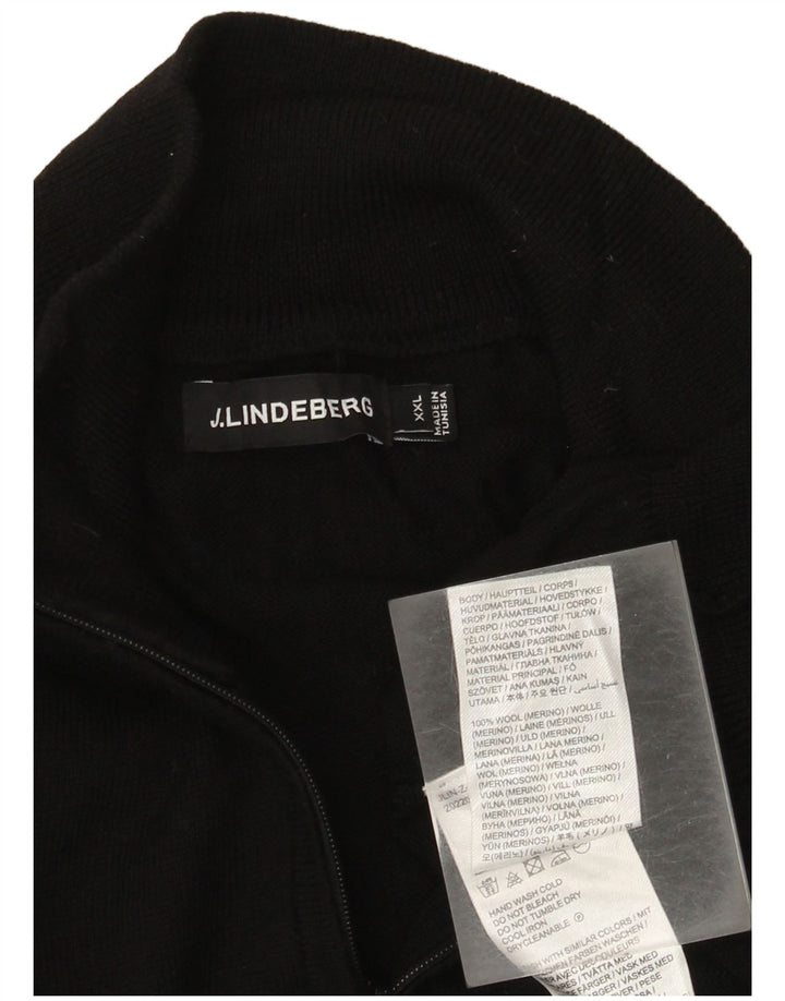 Pulover J.Lindeberg pentru bărbați, cu fermoar și gât, lână neagră 2XL