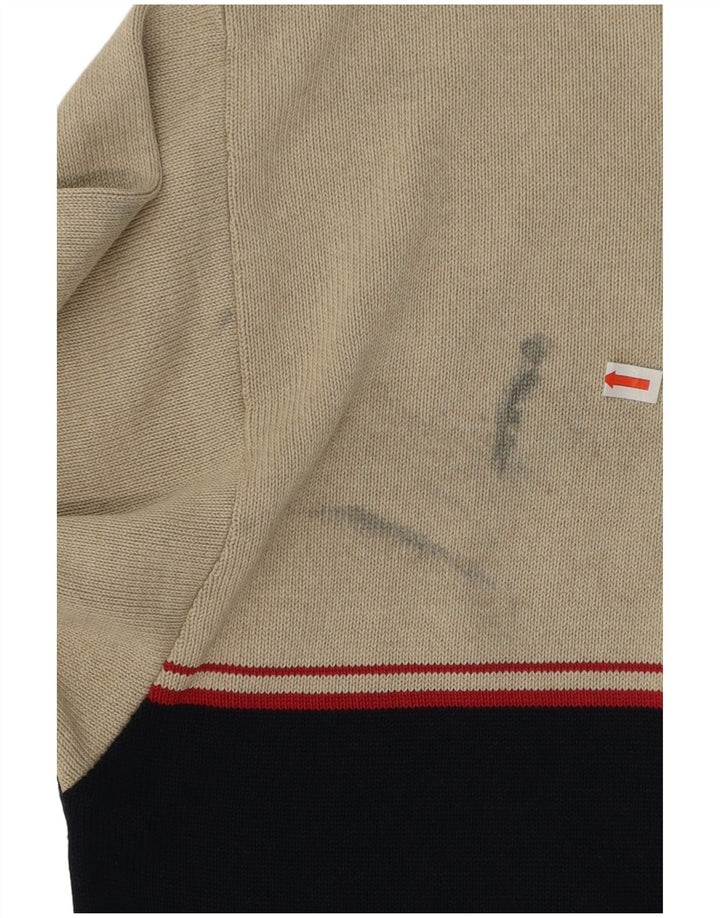 Pulover vintage pentru bărbați, mare, bej, bloc de culoare, poliacrilic