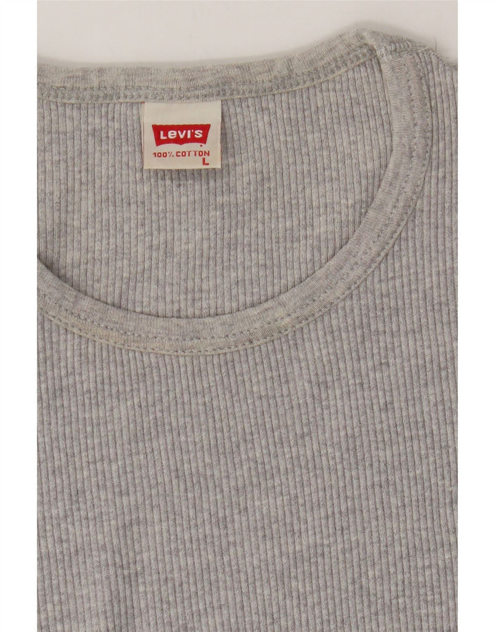 LEVI'S Womens T-Shirt Top UK 16 Large Grey Cotton Vintage Levi's and Second-Hand Levi's from Messina Hembry 