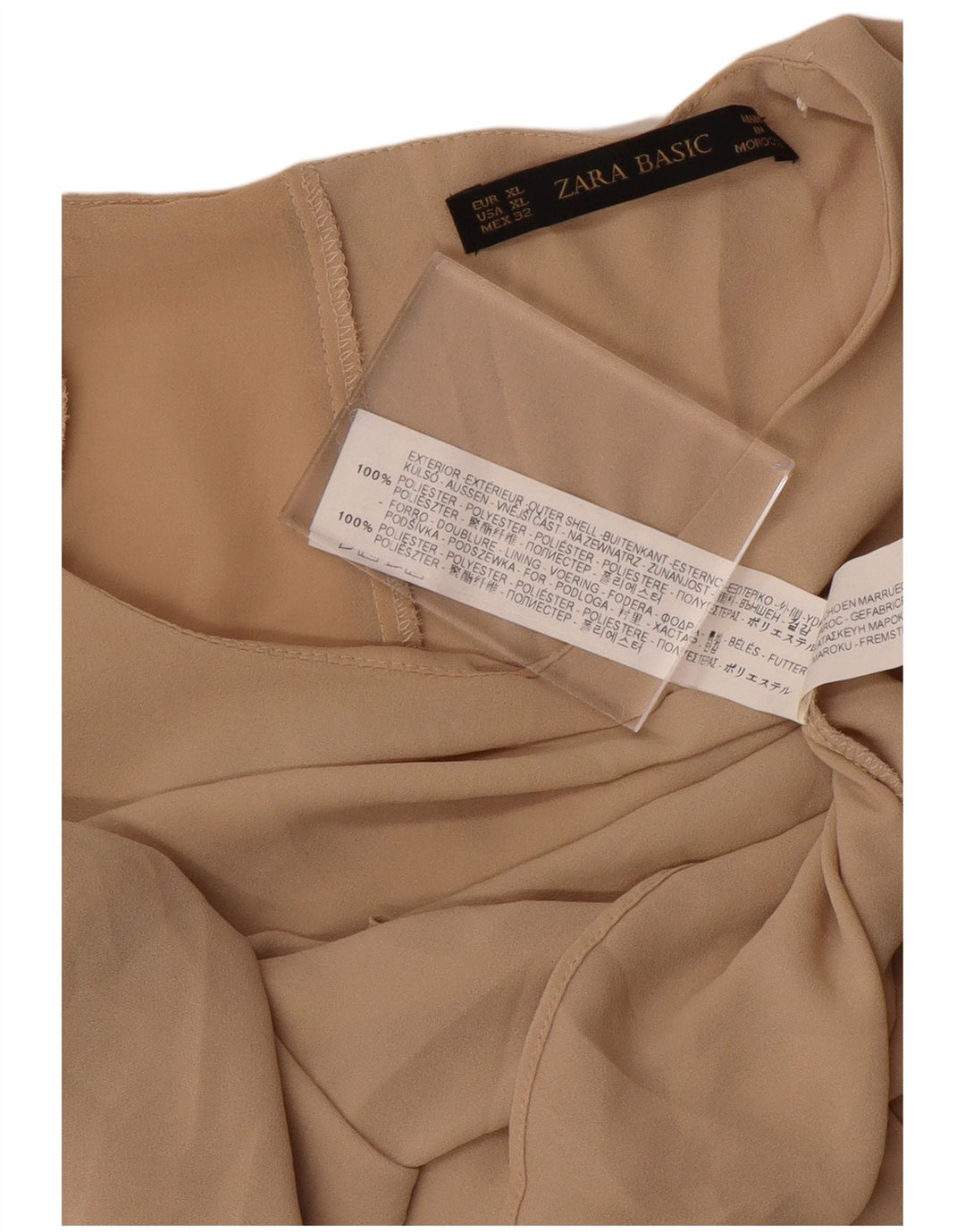 Bluză cămașă pentru femei Zara UK 18 XL poliester bej