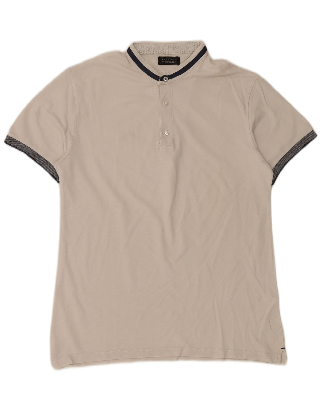 ZARA Mens Henley T-Shirt Top Medium White
