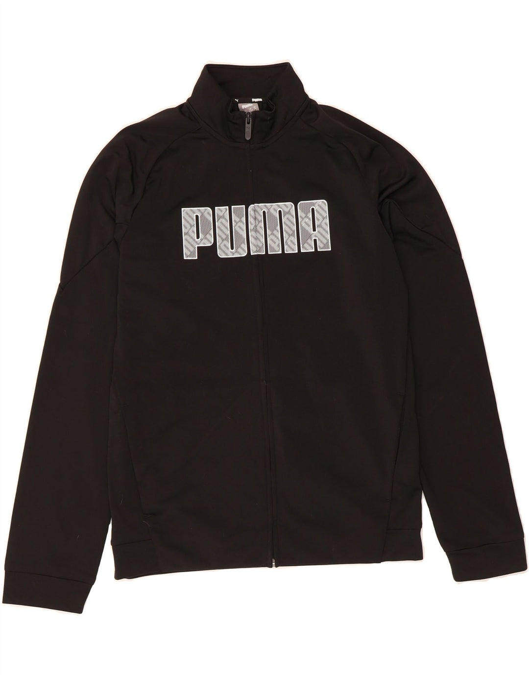 PUMA Boys Graphic Tracksuit Top Jacket 15-16 Years Black Polyester Vintage Puma and Second-Hand Puma from Messina Hembry 
