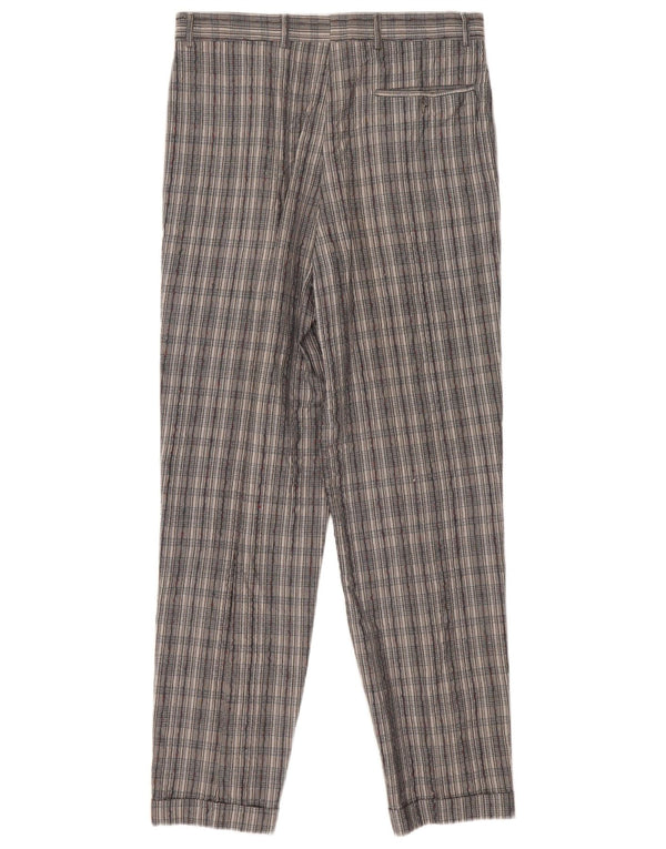 Pantaloni de costum vintage pentru femei cu talie înaltă IT 46 Large W30 L30 Gri Check