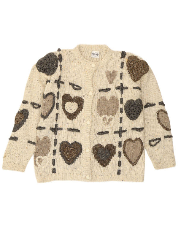 Pulover cardigan vintage pentru femei, noutate, UK 10, inimă mică, bej