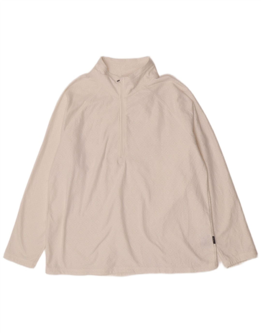 Top de trening pentru femei Eddie Bauer, cu fermoar și gât, cu pulover, UK 18 XL, alb, geometric