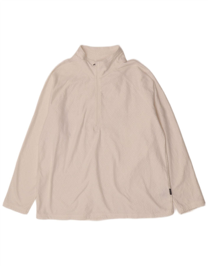 Top de trening pentru femei Eddie Bauer, cu fermoar și gât, cu pulover, UK 18 XL, alb, geometric