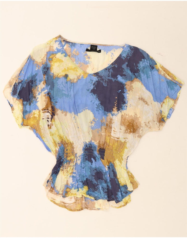 CALVIN KLEIN JEANS Womens Blouse Top UK 14 Medium Blue Colourblock Viscose Vintage Calvin Klein Jeans and Second-Hand Calvin Klein Jeans from Messina Hembry 