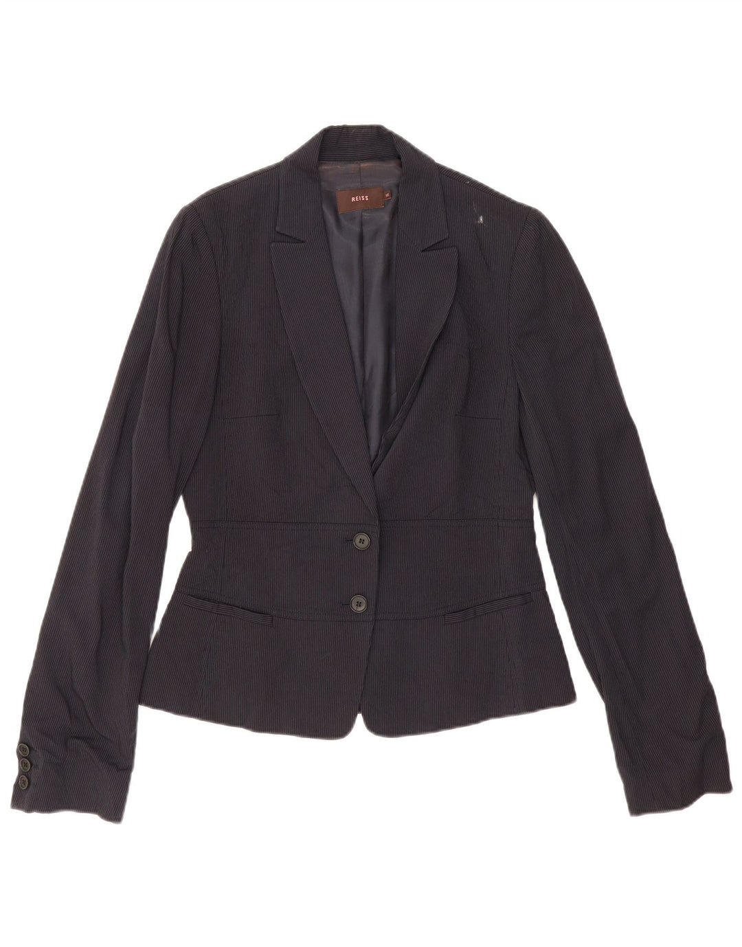 Sacou blazer pentru femei Reiss cu 2 nasturi UK 12 Medium bleumarin cu dungi