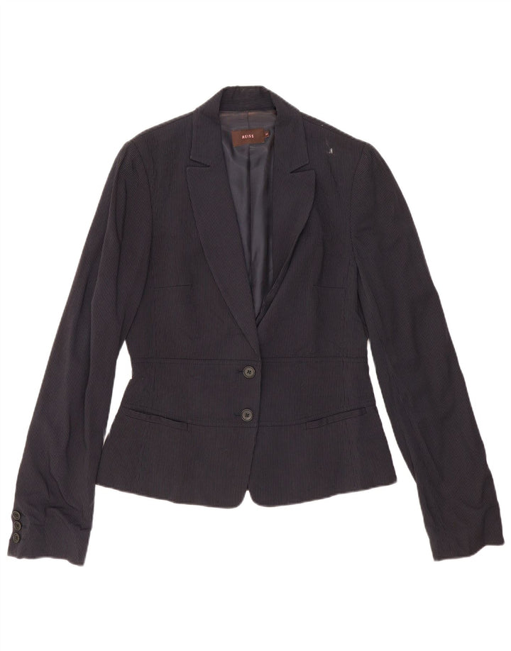 Sacou blazer pentru femei Reiss cu 2 nasturi UK 12 Medium bleumarin cu dungi