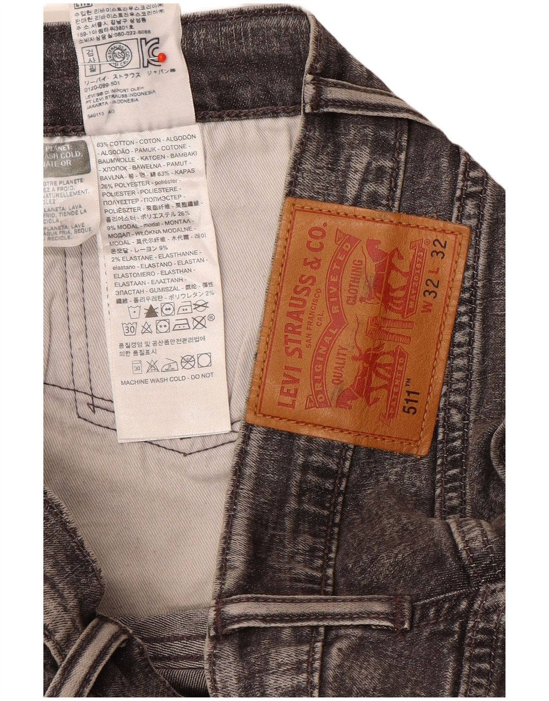 Blugi Levi's 511 Slim pentru bărbați W32 L32, bumbac cu pete gri