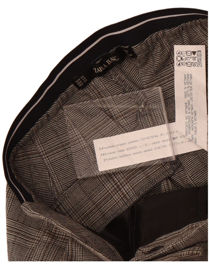 Pantaloni de costum slim pentru femei Zara XS L24 L27 Poliester cu carouri gri