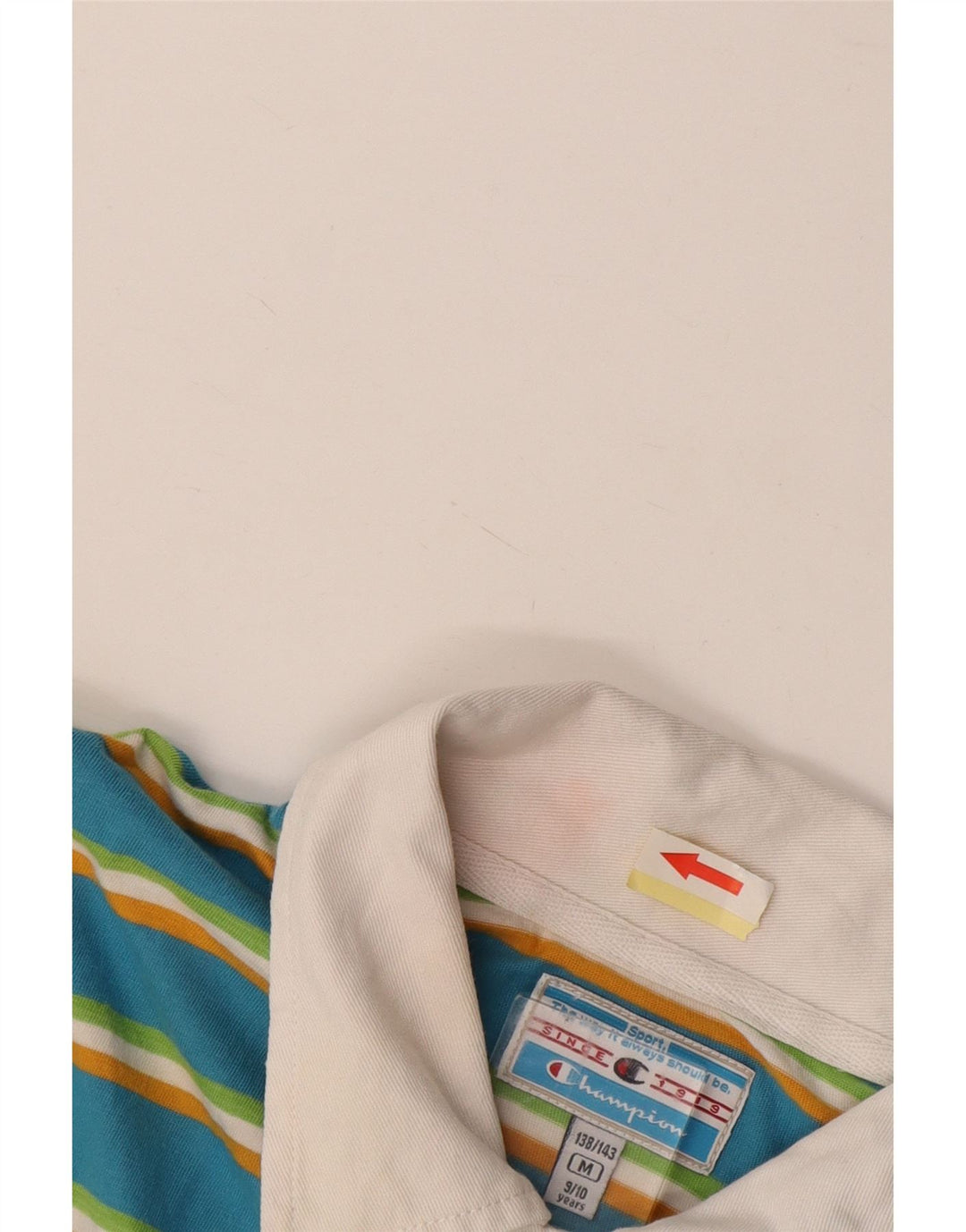 Tricou polo pentru băieți CHAMPION 9-10 ani, mediu albastru, bumbac cu dungi