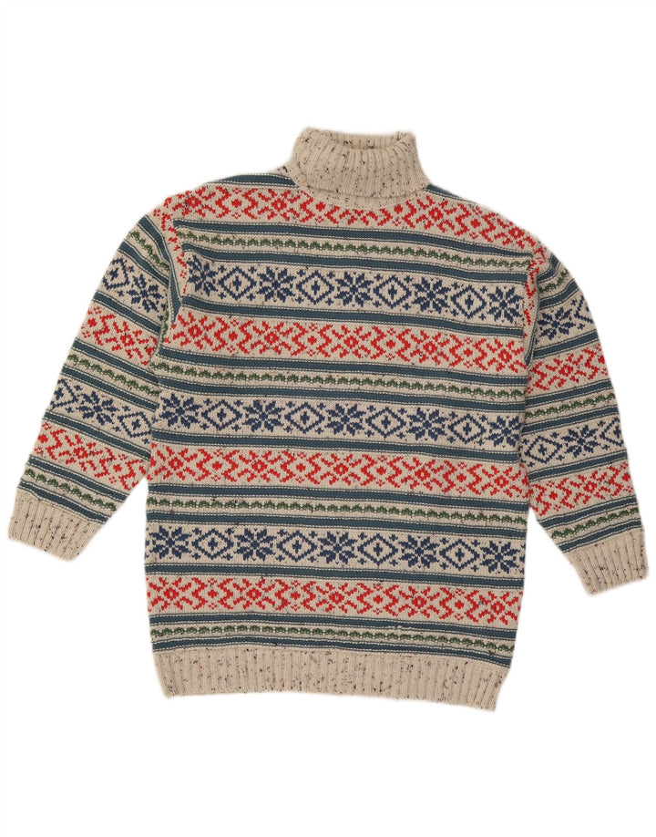 Trend Pulover cu gât rulat pentru bărbați, gri mediu, acrilic Fair Isle