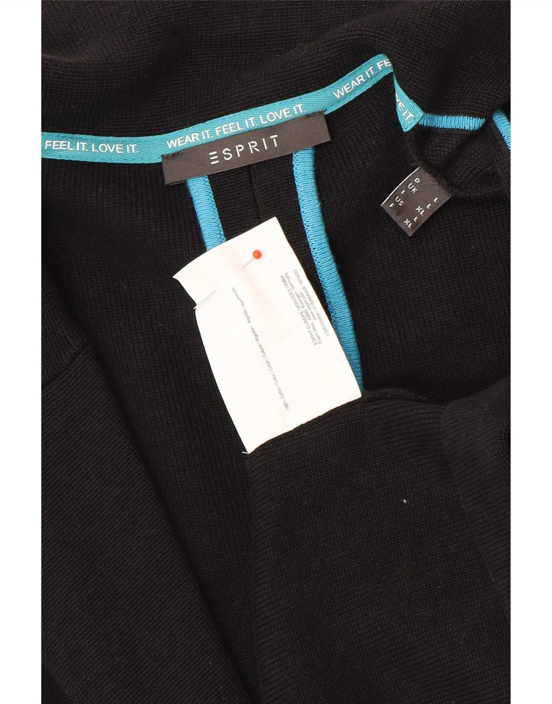 Sacou Esprit pentru femei, tricot cu 2 nasturi, UK 14, bumbac negru mare