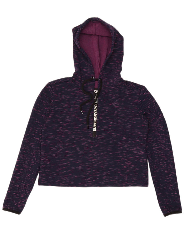 Pulover supradimensionat pentru femei Superdry Graphic Crop Hoodie UK 6 XS Purple Flecked