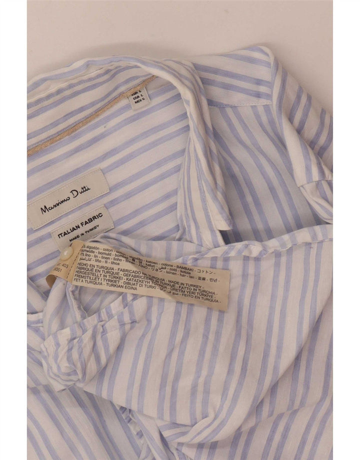 Cămașă Massimo Dutti pentru bărbați, bumbac cu dungi albastre mari