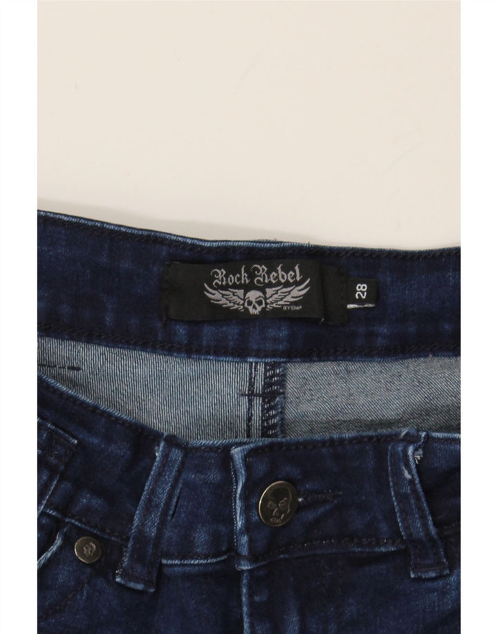 VINTAGE Womens Distressed Denim Shorts W28 Medium Navy Blue Cotton Vintage Vintage and Second-Hand Vintage from Messina Hembry 